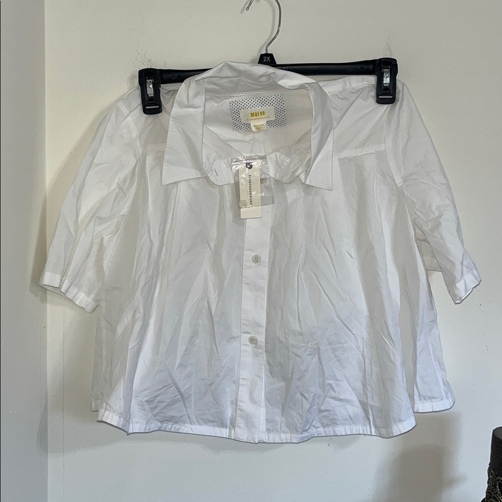 Anthropologie Maeve White Collared Shirt
